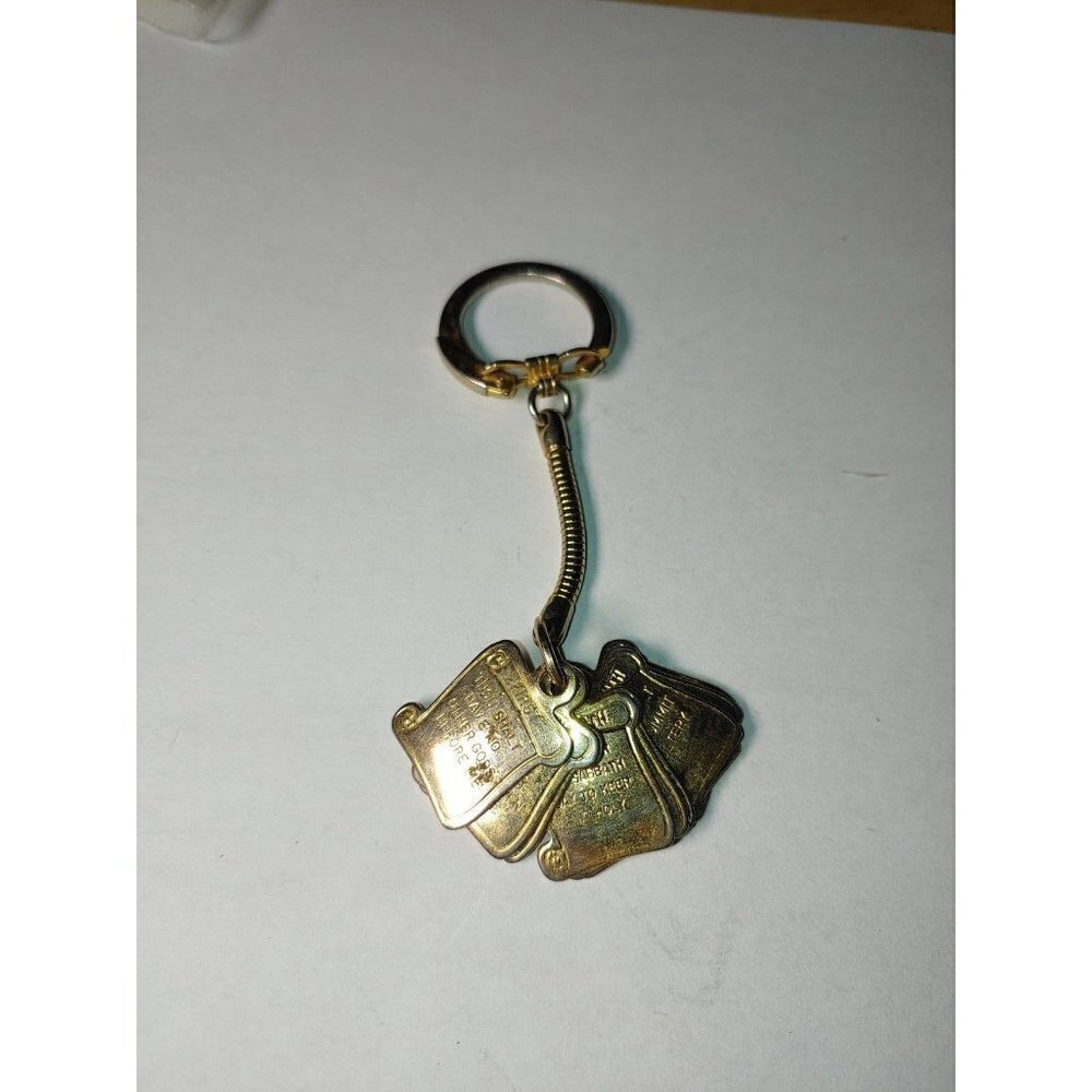 Vintage Ten Commandment keychains and gold tone